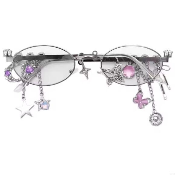 Anime, Manga Y2K Charm Oval Cosplay Bayonetta Eyeglasses Eyewear - Picture 1 of 3